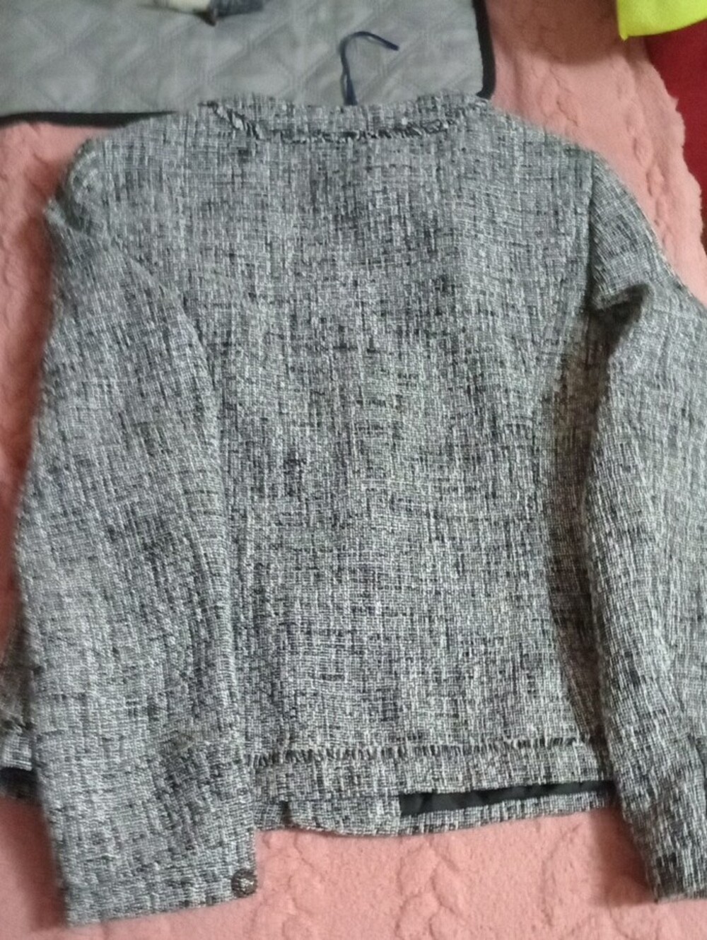 Karl Lagerfeld Gray Tweed Collarless Blazer - Picture 3 of 3
